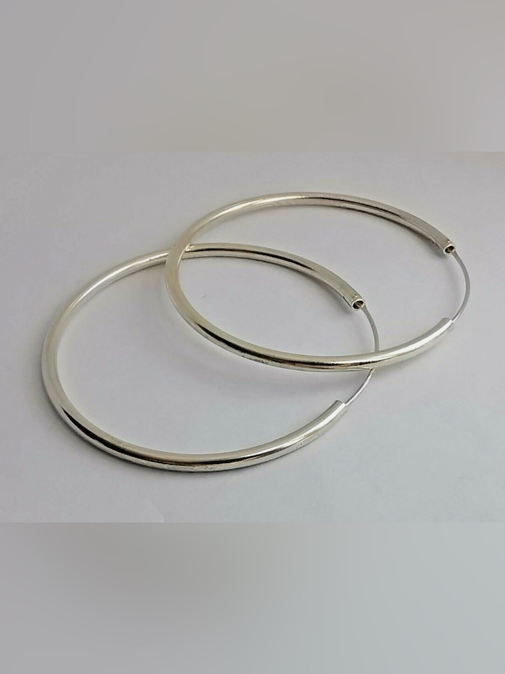 925 Sterling Silver 2.5” Large Endless Hoop Earrings